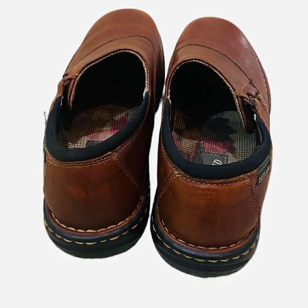 Men’s Eastland slip on rich brown comfort loafer Overstitching rubber sole 11
